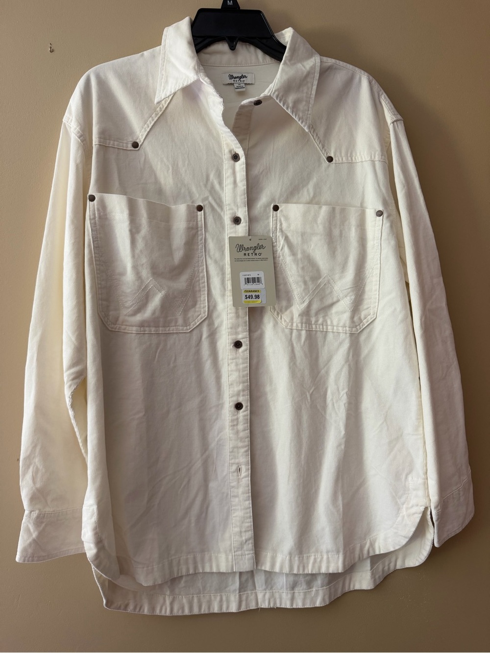 Wrangler Cream Long Sleeve Western Shirt / Cover Up